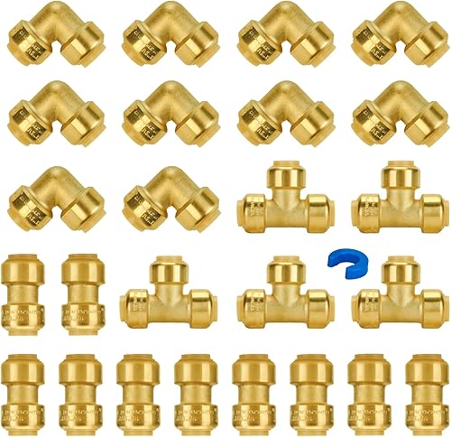 SUNGATOR Accesorios de fontanería de 12 pulgada, acoplamiento (10 unidades), codo de 90 grados (10 unidades), ajuste en T (5 unidades), accesorios