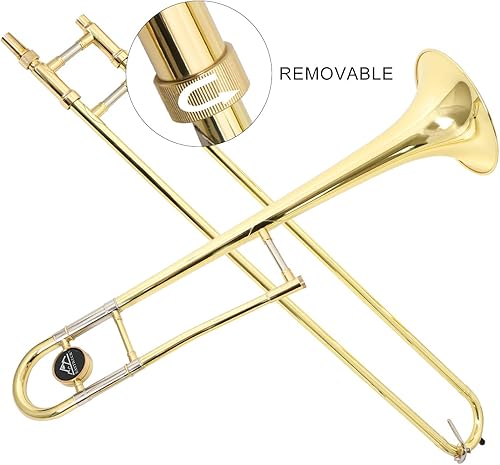 Miniatura 21 de EASTROCK Bb Tenor Slide Trombón B, instrumento de trombón chapado en latón plano para estudiantes principiantes con estuche rígido, con boquilla