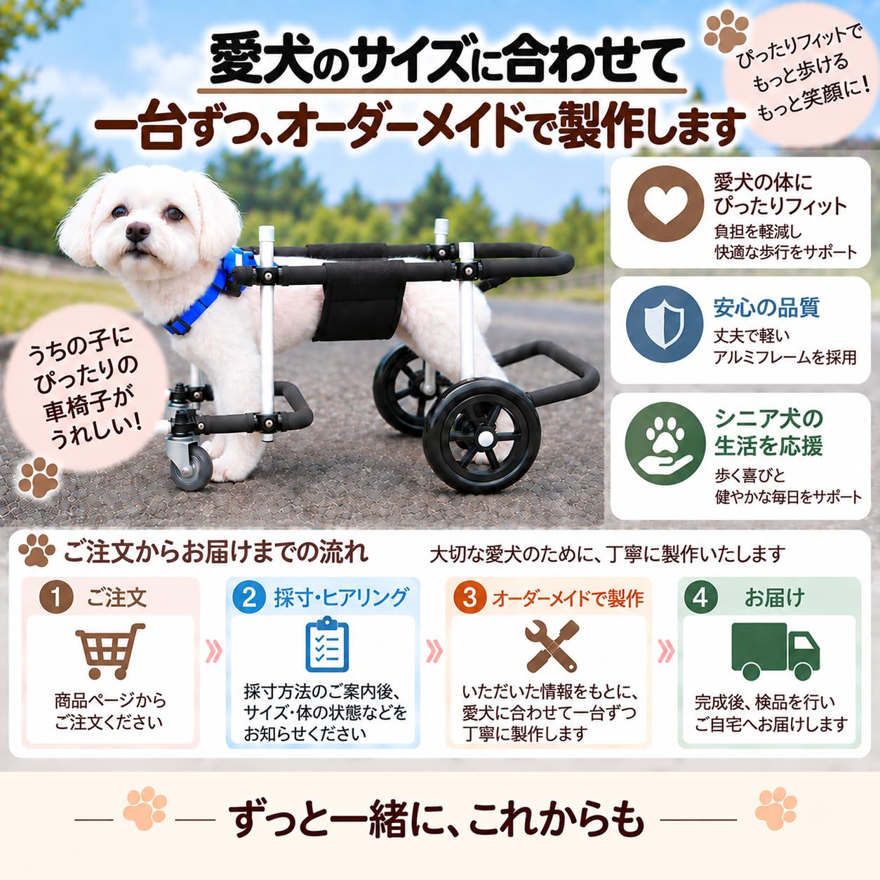 Amazon.co.jp: 歩犬舎 犬用車椅子 小型犬用 4輪 オーダーメイド 歩行器