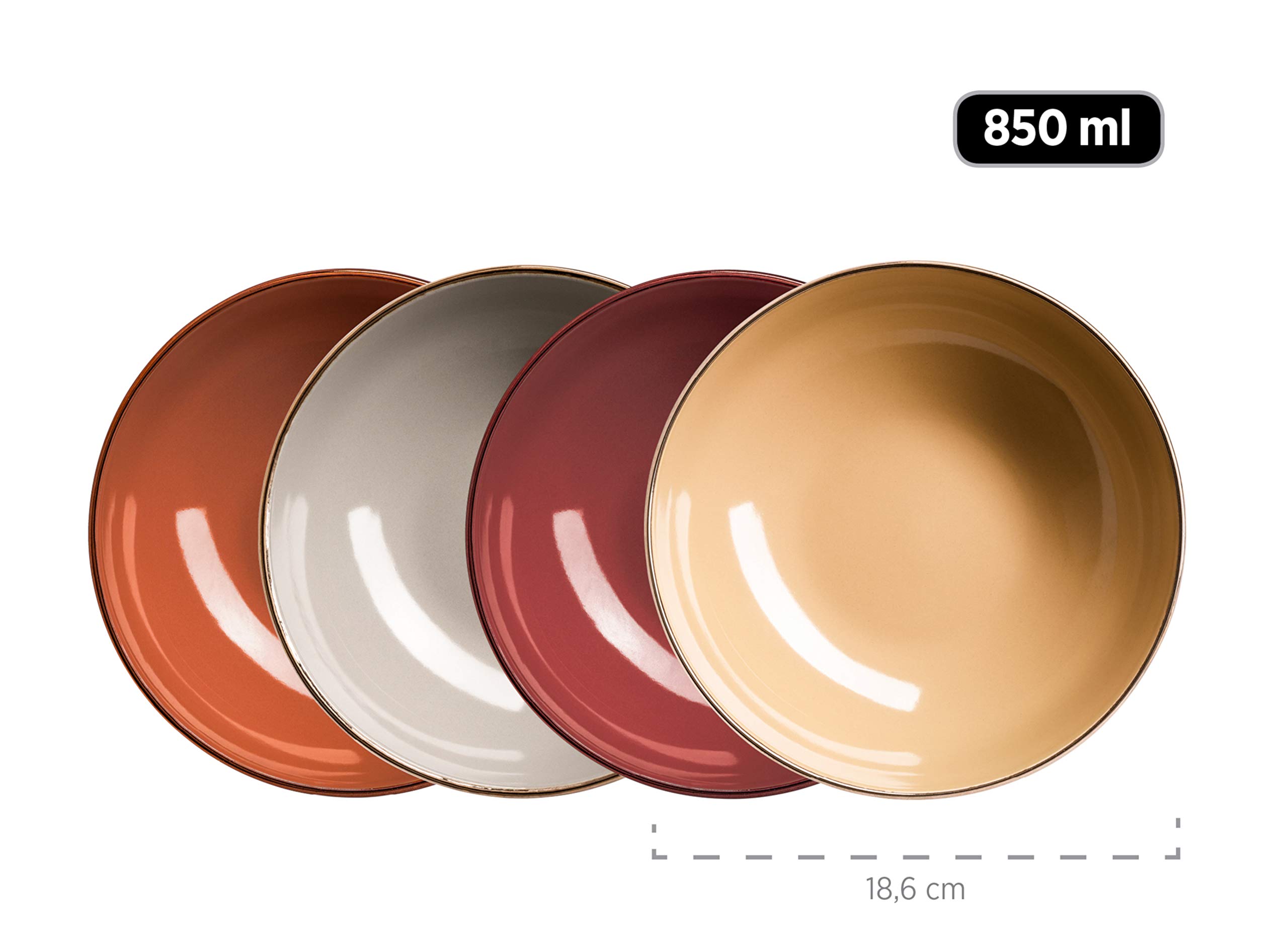 MÄSER Juego combinado, gres, Metallic Rim, rojo, marrón, naranja, beige.