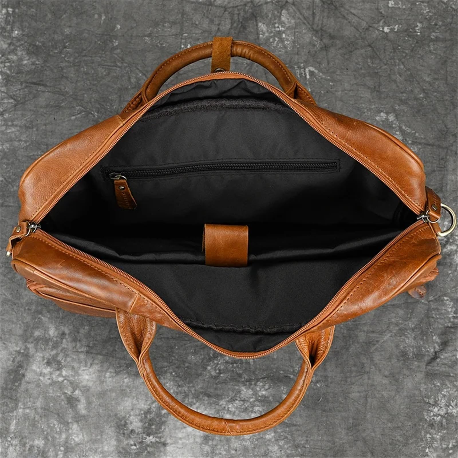 Bolso Mensajero De Cuero Maletín grande de piel auténtica for hombre, apto for portátil 16", bolso mano negocios, bandolera vaca, trabajo, color rojo En Viaje De Negocios