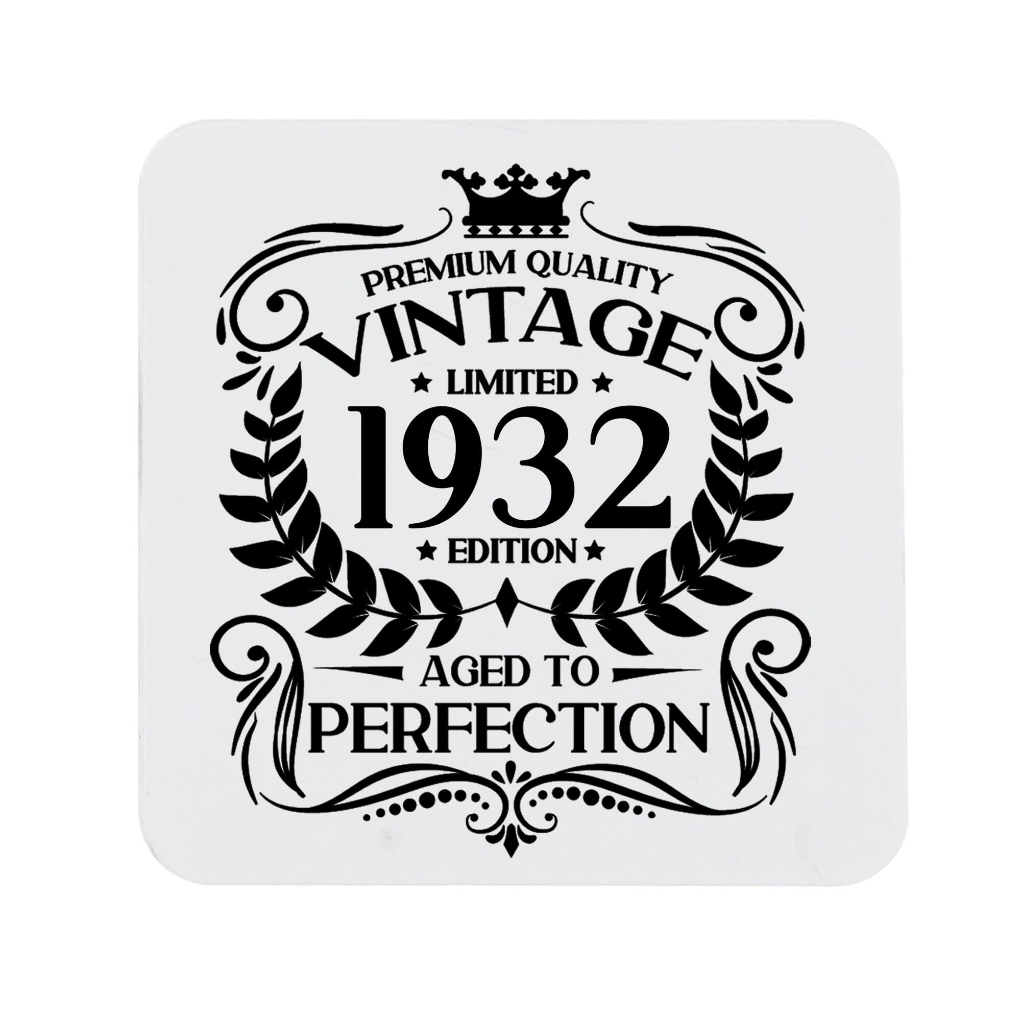 94th Birthday Gift for Men Vintage 1932 Aged to Perfection Printed Coaster Present for 94 Year Old Etched Printed Placemat (Printed Coaster) — image 1