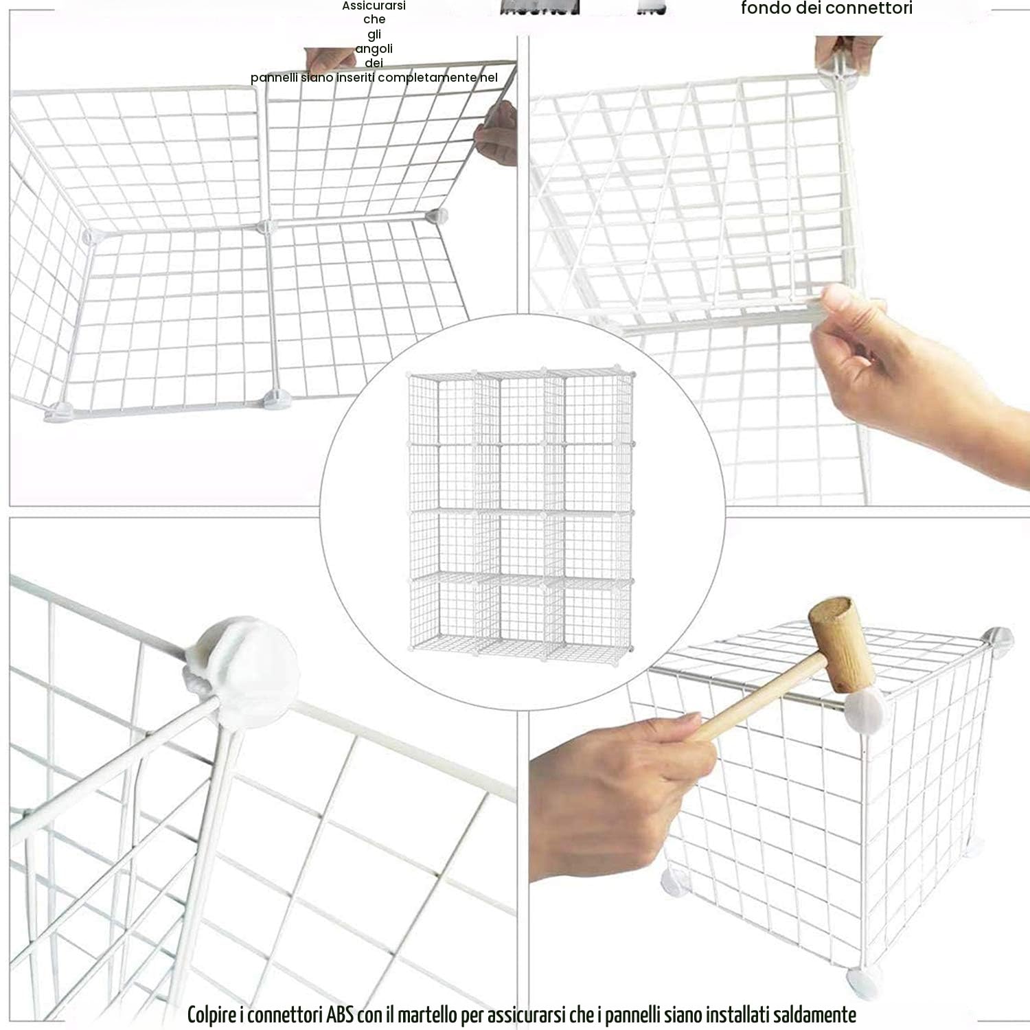 C&AHOME Portaoggetti in Filo Metallico, Organizzatore per Portaoggetti a 12 Cubi in Metallo, Griglie a C Scaffali per Contenitori, Scaffale per Libri Modulare, Ufficio 36,6"L x 12,4"L 48,4" H Bianco