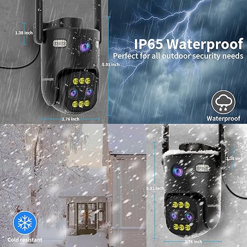 Miniatura 9 de Cámara de seguridad para exteriores de triple lente con zoom híbrido de 10X, cámara WiFi 2.4G5G con cable para seguridad del hogar, grabación