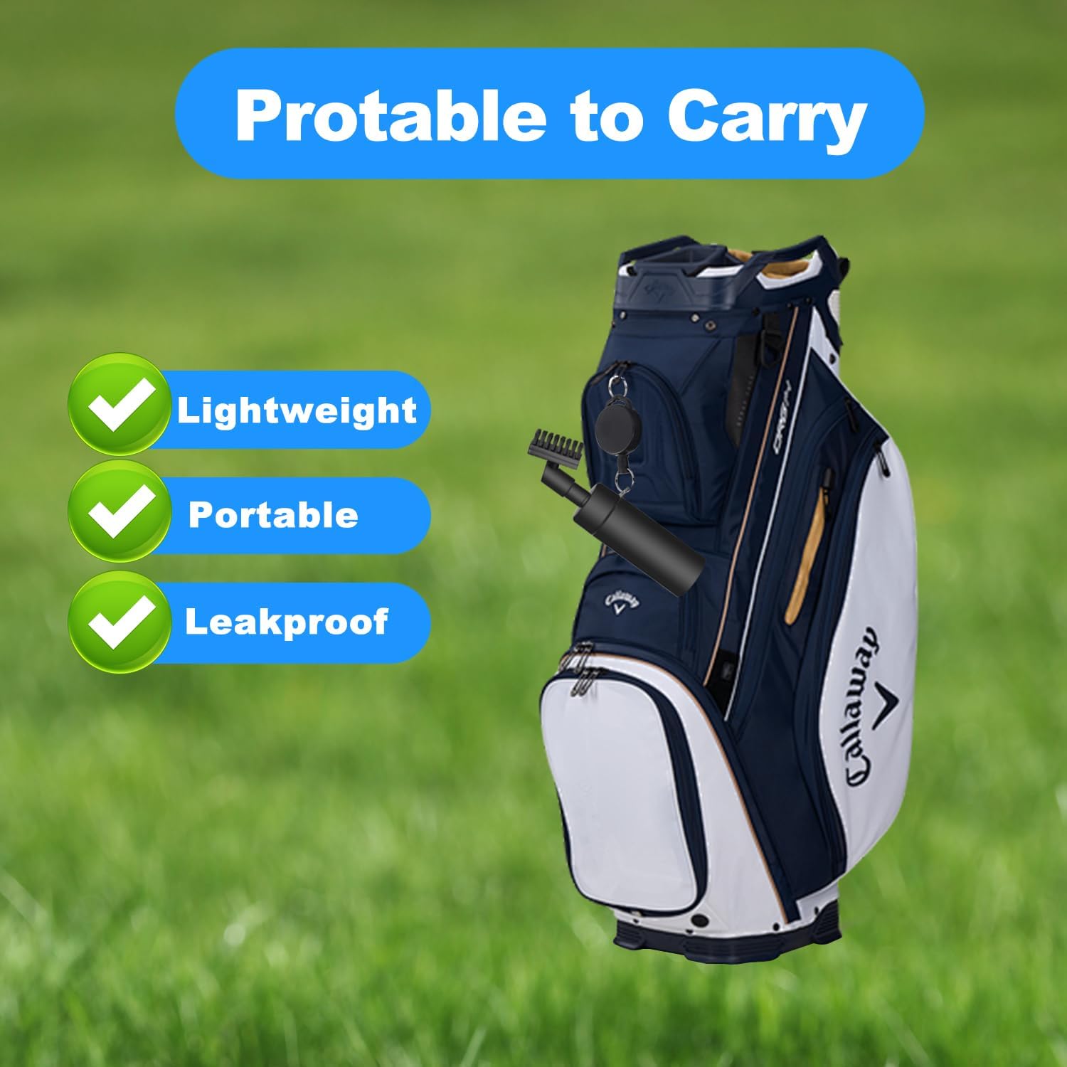 Golf Club Brush Cleaner with Water Bottle 7.5 Inches Holds 4 Ounces of Water - 2 Pack Pro Golf Club Cleaner Brush with Heavy Duty Retractable Clip - Golf Accessories - Image 5