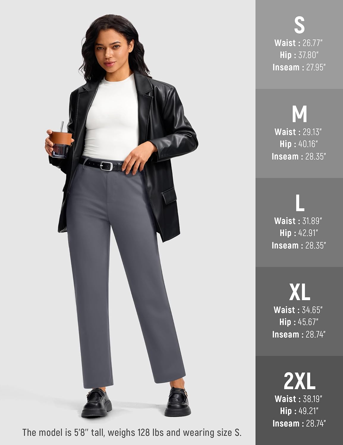 Fleece Lined Pants Women Winter Golf Pant with Zipper Pockets Pull On Stretch Dressy Travel Work Casual Slacks - Image 7