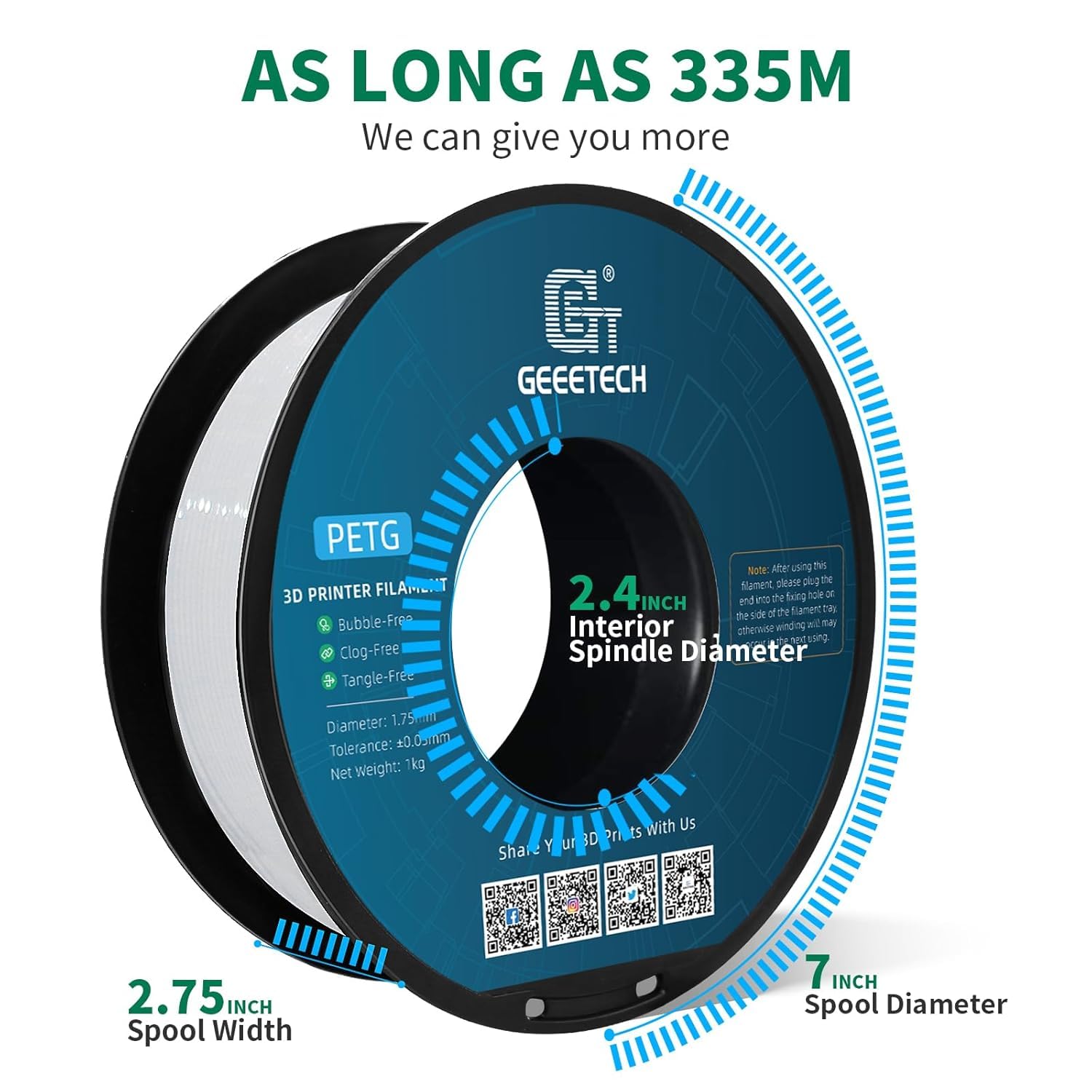 GEEETECH PETG Filamento 1.75mm 10kg, Filamento PETG para Impresora 3D, Precisión Dimensional +/- 0,02 mm, 10 Carretes, 1 kg por Carrete (10*Blanco)