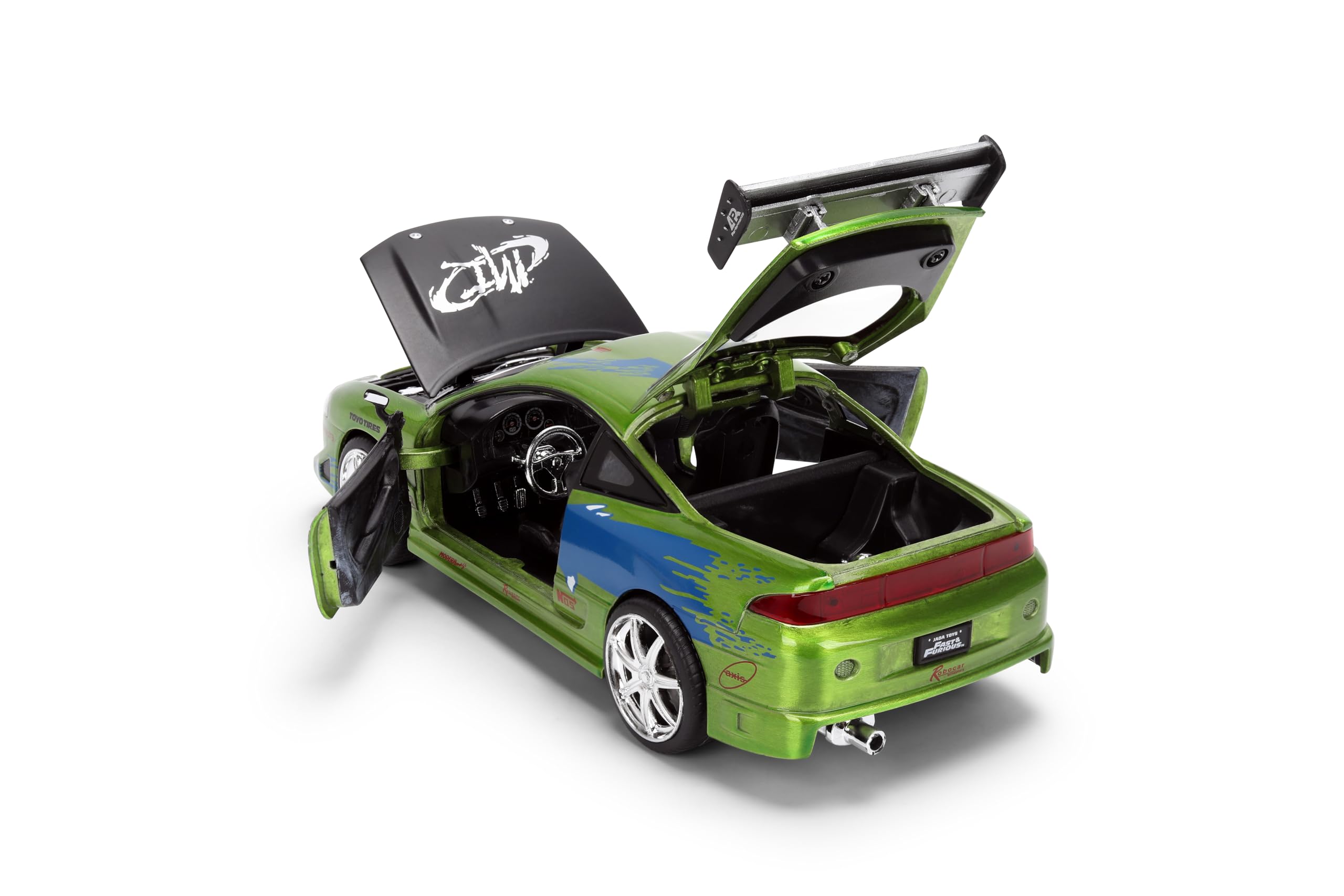 Jada Druckguss-Modellauto, kompatibel mit Fast & Furious 25th Anniversary Edition 1:24 Brians 1995, Mitsubishi Eclipse Pinsel, Farbe Finish