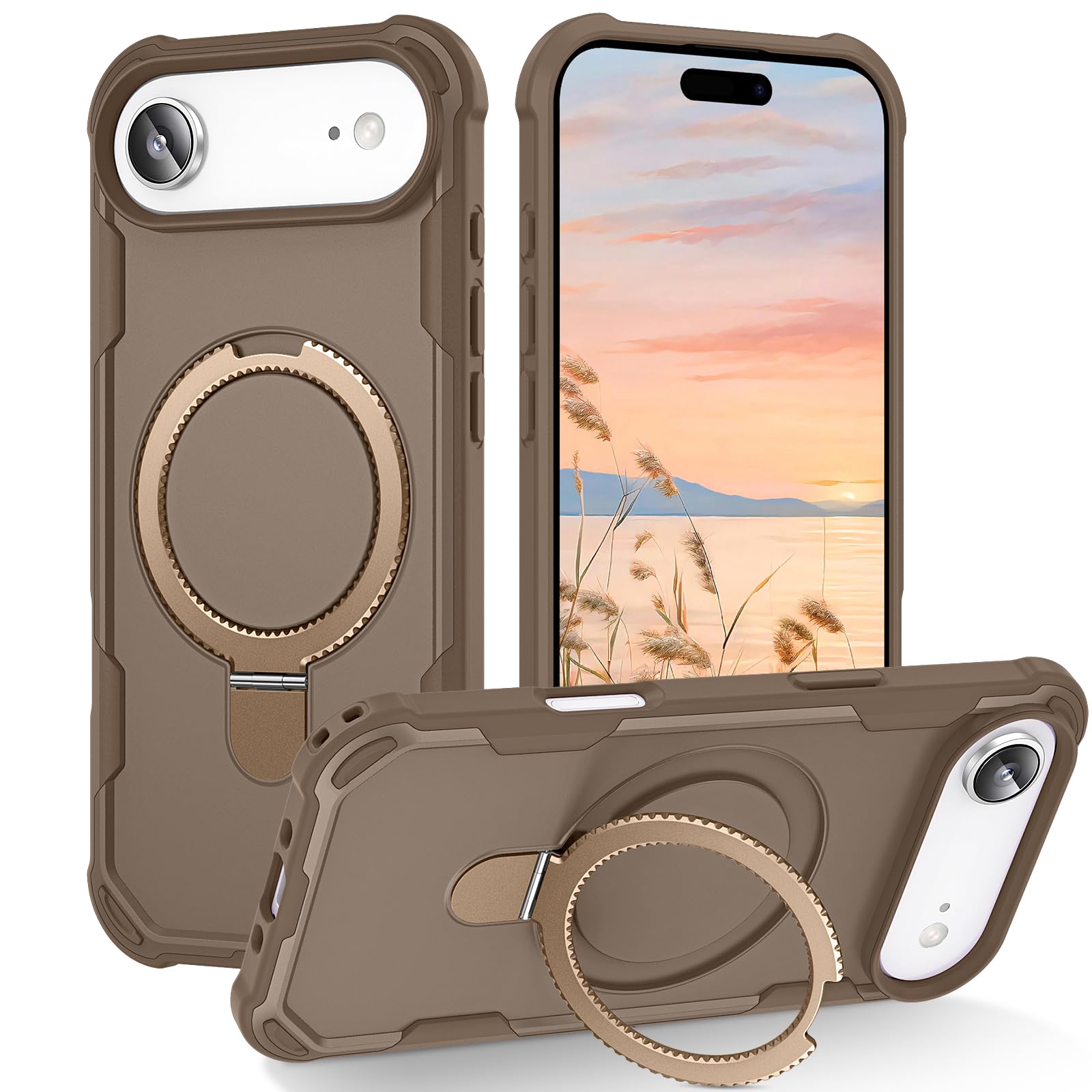 Compatible with iPhone 17 Air Case with Invisible Magnetic Ring Stand Compatible with Magnetic Military Drop Protection Shockproof