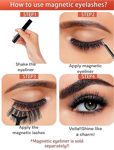 Miniatura 5 de Pestañas magnéticas, 10 imanes, visón sintético, ligeras, aspecto natural, reutilizables, hasta 50 usos, pestañas postizas fáciles de aplicar, 1 par
