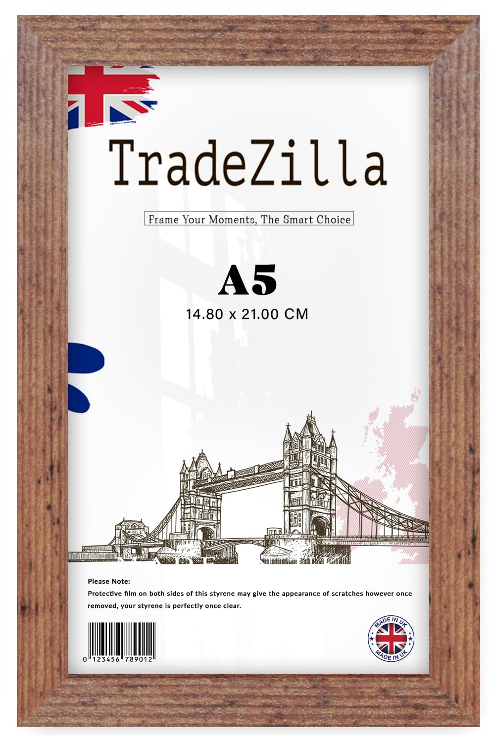 TradeZilla | Rustic A5 (14.80 x 21.00 CM) Poster Frame - 148 x 210 mm Photo Frame for Posters and Prints – Solid Eton wood, Home Décor 0' 6" x 0' 8" [ Rustic ]