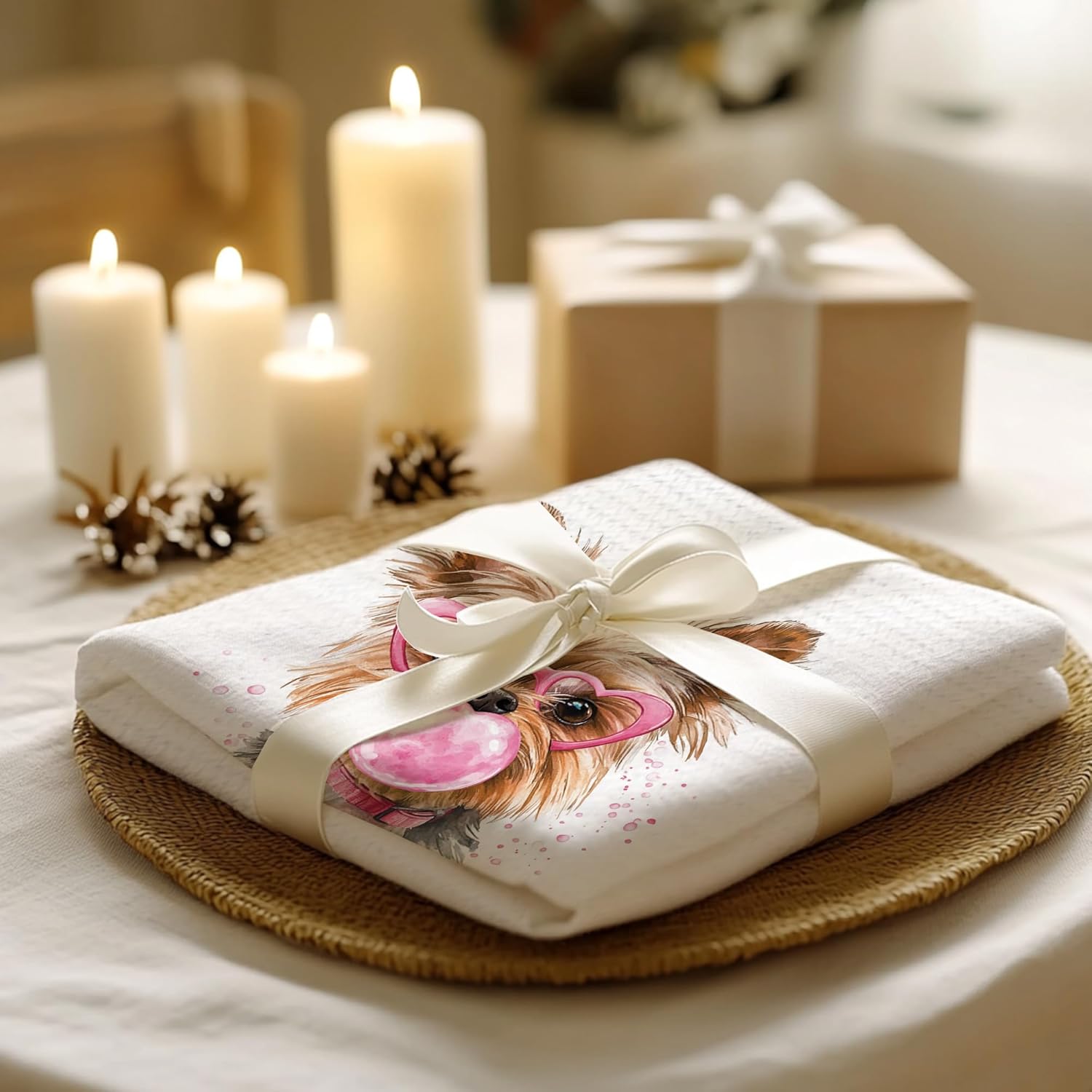 Cabana Bro Yorkshire Terrier Gifts Bathroom Hand Towels, Yorkie Gifts for Women Dog Mom, Funny Yorkshire Terrier Blow Bubbles Decorative Hand Towels for Kids Bath Room Washroom Spa Dorm, 16x24 Inch - Image 5