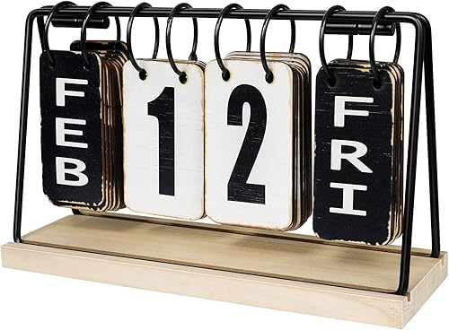 Calendario de escritorio de madera, calendario perpetuo con pantalla grande, calendario diario de escritorio rústico, accesorios de escritorio para disponible en Yaxa Guatemala