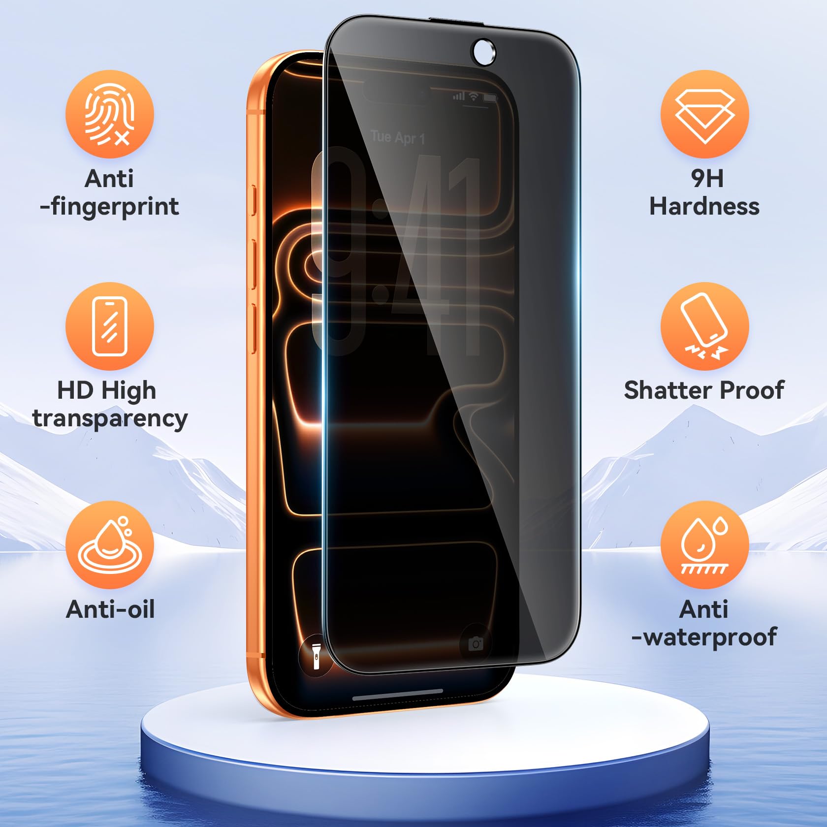 Niphabe 3 Pezzi Pellicola Privacy per iPhone 17 Pro Max con 3 Protezione Fotocamera, con Strumento di Facile Installazione, Vetro Temperato Anti Spia Grado Militare 9H Durezza Anti-graffio