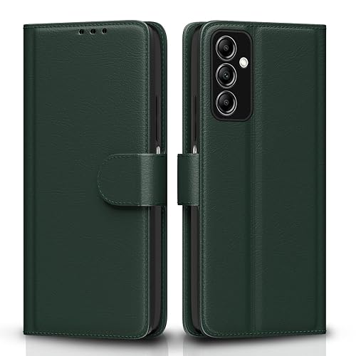 Pikkme Flip Cover for Samsung Galaxy M13 4G Leather Finish | Inside TPU with Card Pockets | Wallet Stand and Shock Proof | Complete Protection Flip Case(Green)