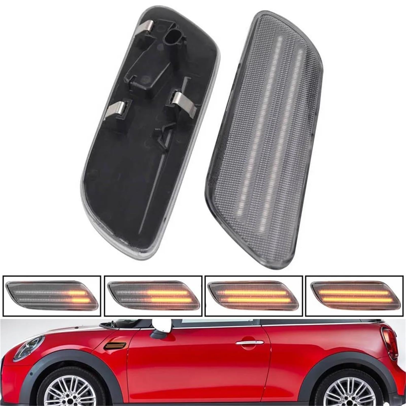 Genérico Intermitentes coche Para Mini Para Cooper F56 F55 F57 | Luz de posición lateral LED secuencial dinámica, Canbus sin errores, Plug & Play, reemplazo directo(Dynamic Crystal B)