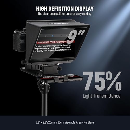 Vista 46 de NEEWER Teleprompter de aluminio X12 con control remoto RT-110 (conectado a través de Bluetooth en la aplicación NEEWER Teleprompter) y funda