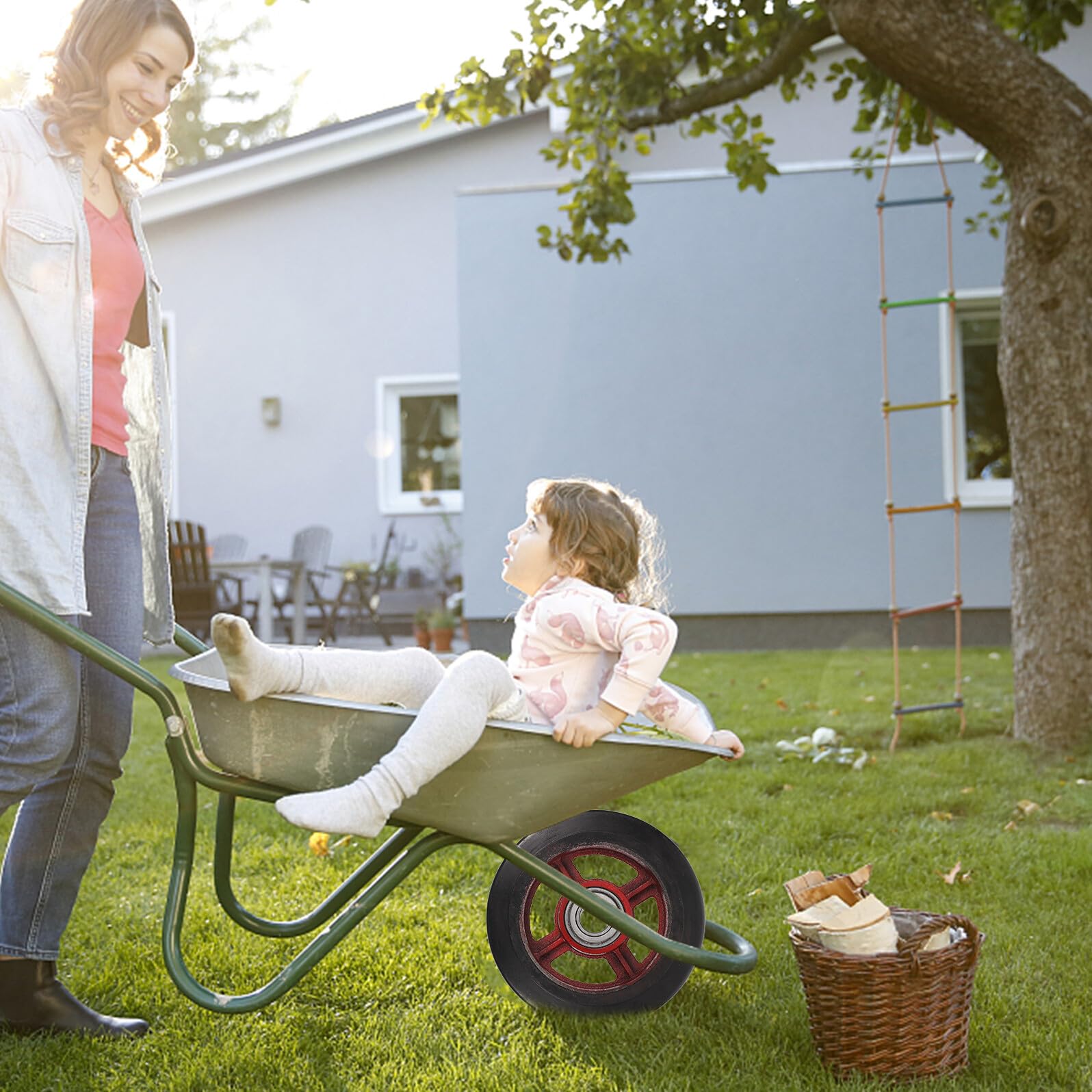 PLAFOPE Schwerlast Gartenwagen Rad Ersatz Rad aus Gummi und Metall Pannensicheres Schubkarrenrad für Utility Cart und Bollerwagen Robuste Trolley Ersatzräder für Outdoor einsatz