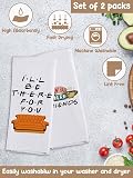 HSSPIRITZ Lot de 2 torchons de cuisine amusants avec inscription « Friends » - Cadeau de décoration de cuisine - Motif « Central Perk » - « I 'll Be There for You » - Cadeau d'anniversaire pour les - 5