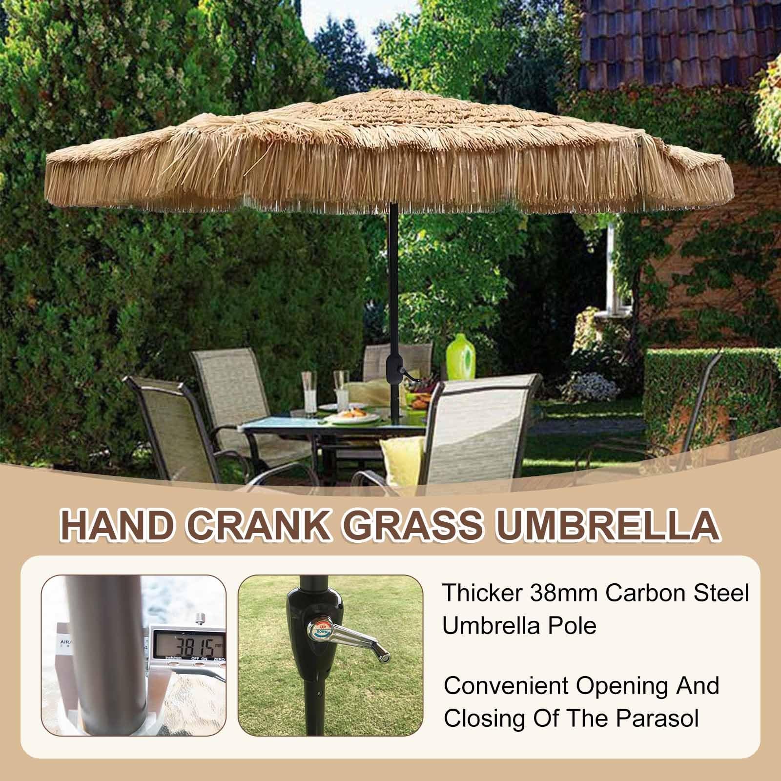 Sombrilla Playa Grande Sombrilla Terraza Exterior Ø 270cm Protección UV30+ Hawaii Parasol Terraza Exterior, Control De Manivela ＆ 8 Varillas, UV50+ Protección UV Para Jardín, Patio Y Piscina