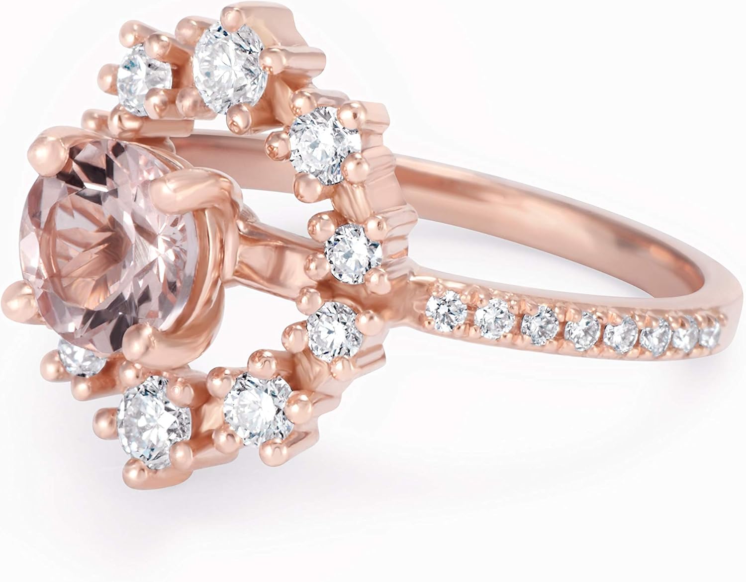 0.5 Carat (ctw) 10K 14k 18K gold Morganite rings moissanite engagement ring for women Platinum Plated Silver name moissanite ring gold personalized rings for women