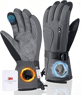 Winter Gloves for Men & Women, Waterproof Touchscreen Ski Gloves with 3M Thinsulate -22°F Warmth, Windproof Cold Weather Gloves for Skiing, Cycling, Camping