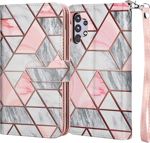 Miniatura 7 de Njjex Funda para Samsung Galaxy A32 5G, para Galaxy A32 5G, 9 ranuras para tarjetas Funda de piel sintética para tarjetas Folio Flip desmontable