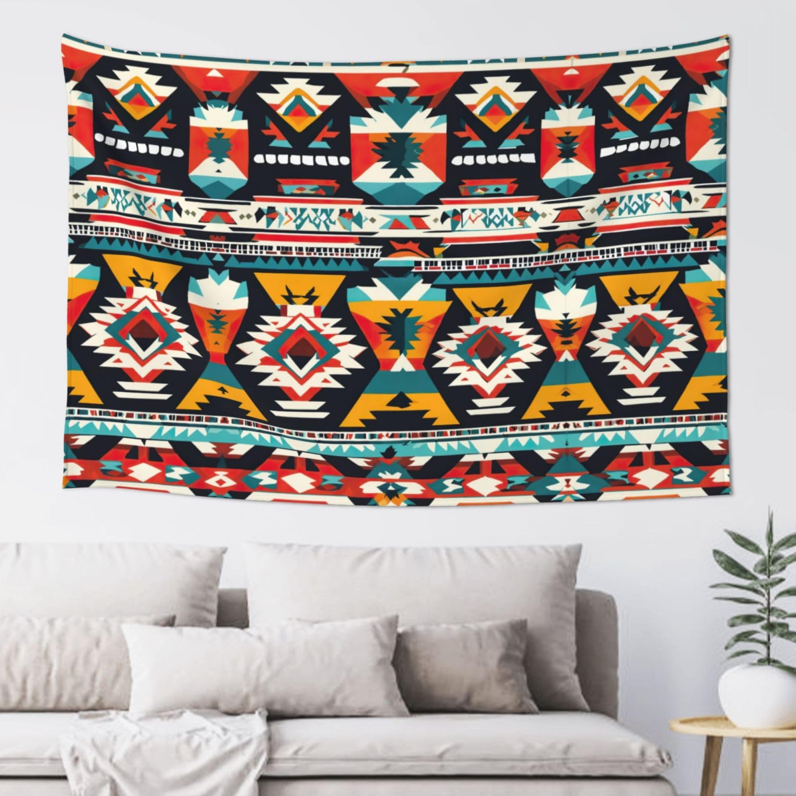 UVBDF Native American Pattern Printed Wall Hanging Sign, Vibrant Art Tapestry For Spring Festival And Seasonal Display