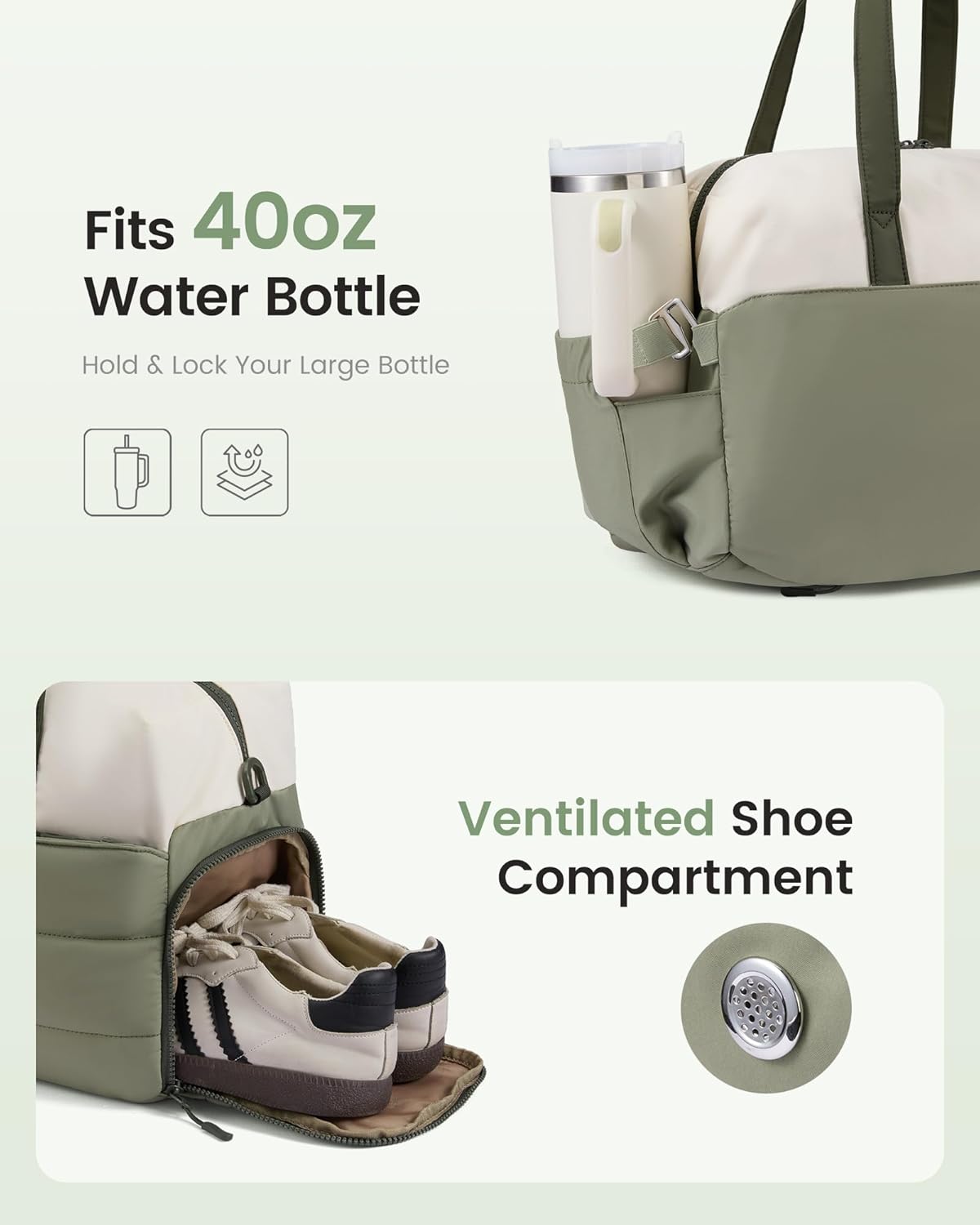 LOVEVOOK Small Gym Bag for Women with Large Tumbler Holder Pocket, Carry on Weekender Travel Duffel Bag with Shoe Compartment, Overnight Mini Personal Bag with pouch for Workout Sport Dance Yoga - Image 2