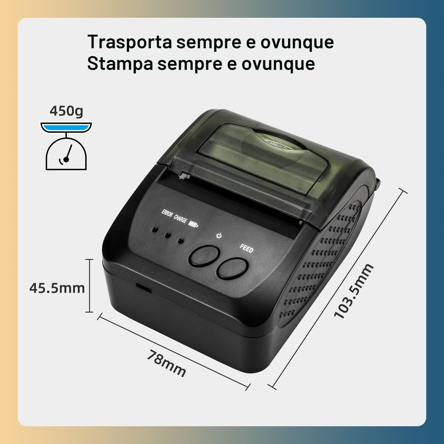 NetumScan Stampante termica wireless Bluetooth per ricevute, 2 pollici 58 mm Mini USB POS stampante per ristorante al dettaglio compatibile con Android/iOS/PC/Windows NS1809DD