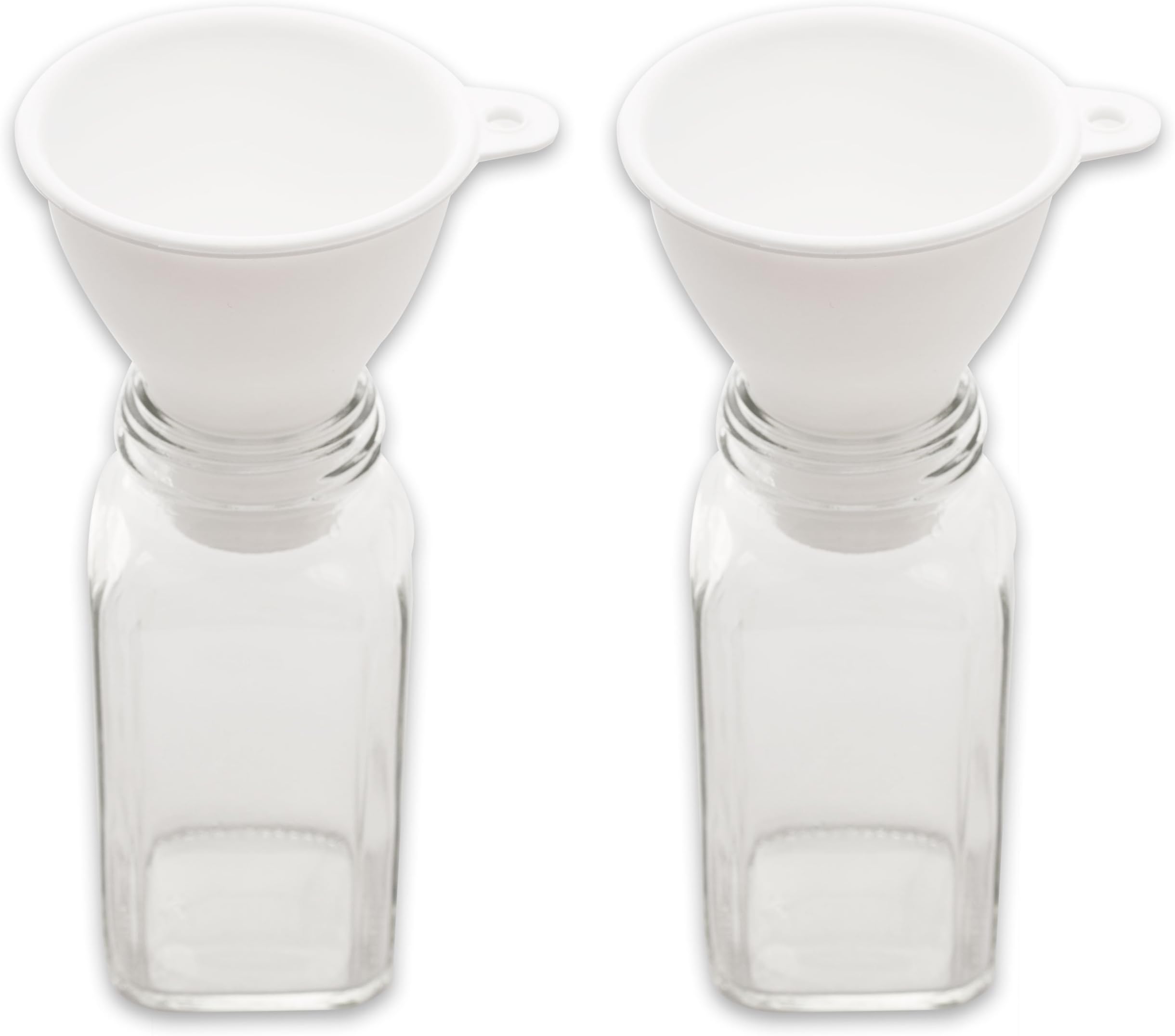 2 Pack Soft Flexible Silicone Mini Spice Funnel, No Clog Large Bottom Opening for Fast Pouring of Powdered, Leafy and Whole Spices by SpiceLuxe