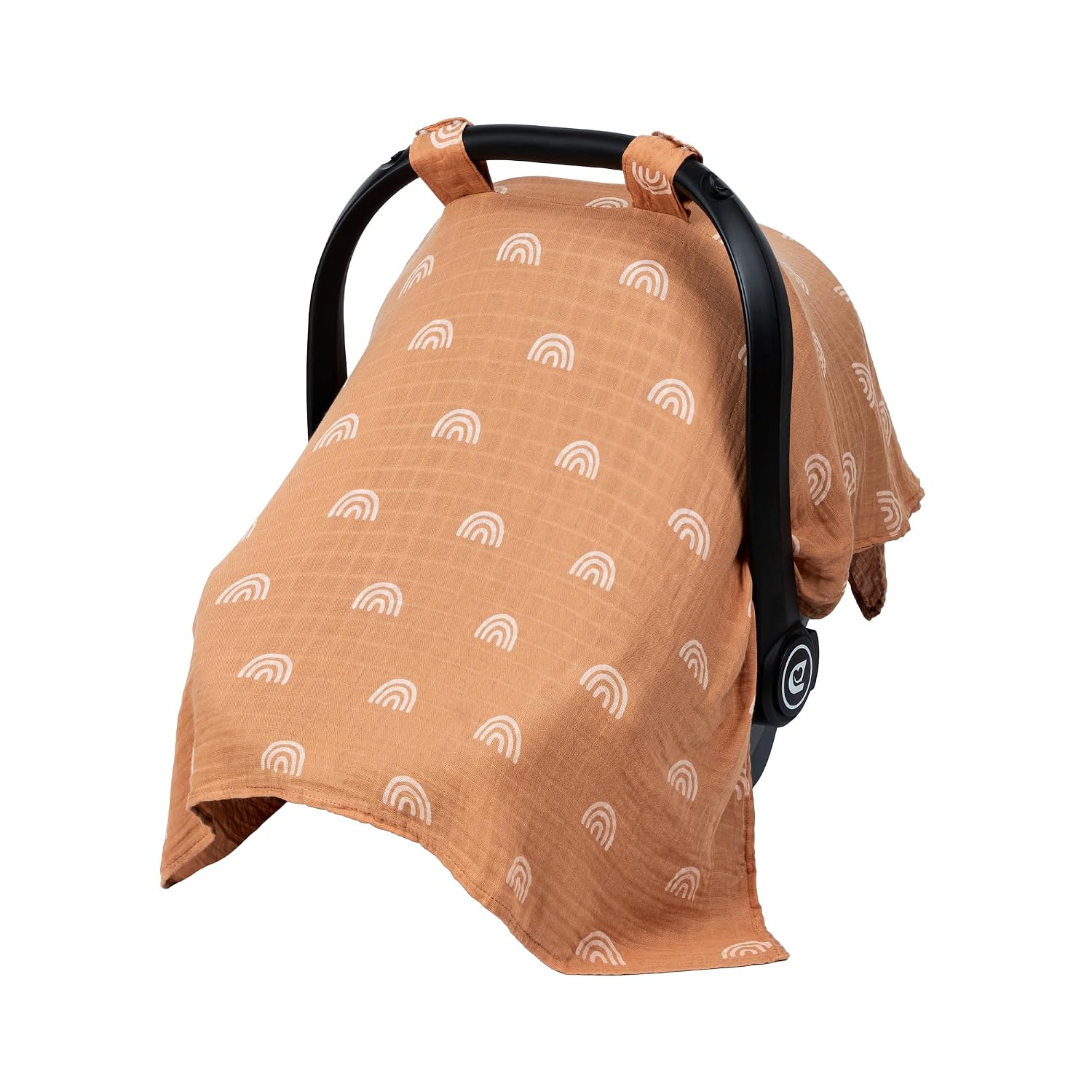 Meracorallo Muslin Baby Car Seat Cover, Boho Rainbow Infant Carrier Cover Lightweight Breathable Soft Carseat Canopy for Baby Boys and Girls