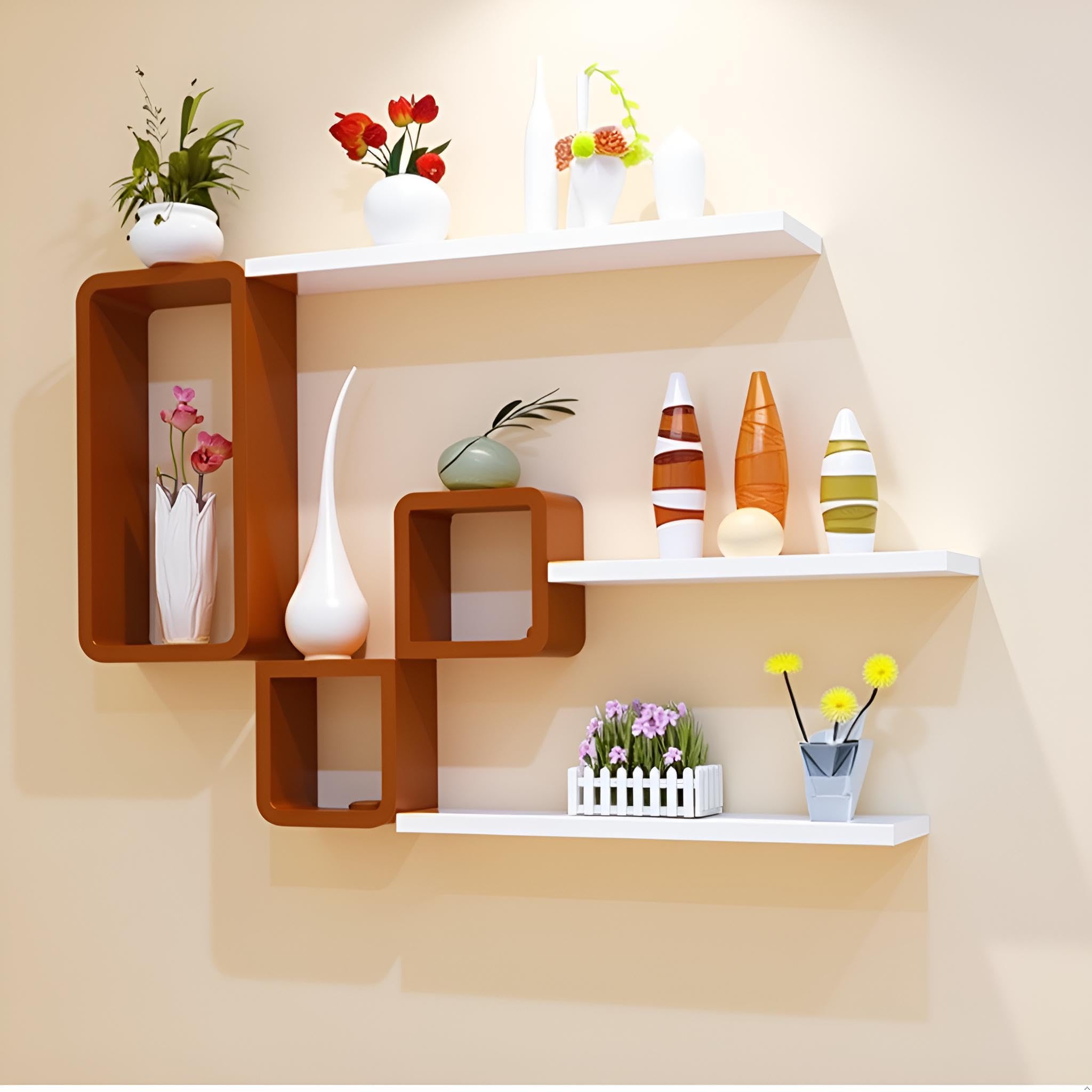 Kassar Geometric Wall Mount Floating Shelves for Wall Decor, Wooden Hexagon Floating Shelves Wall Mounted, Honey Comb Shelves Honeycomb for Living Room Black-image-48