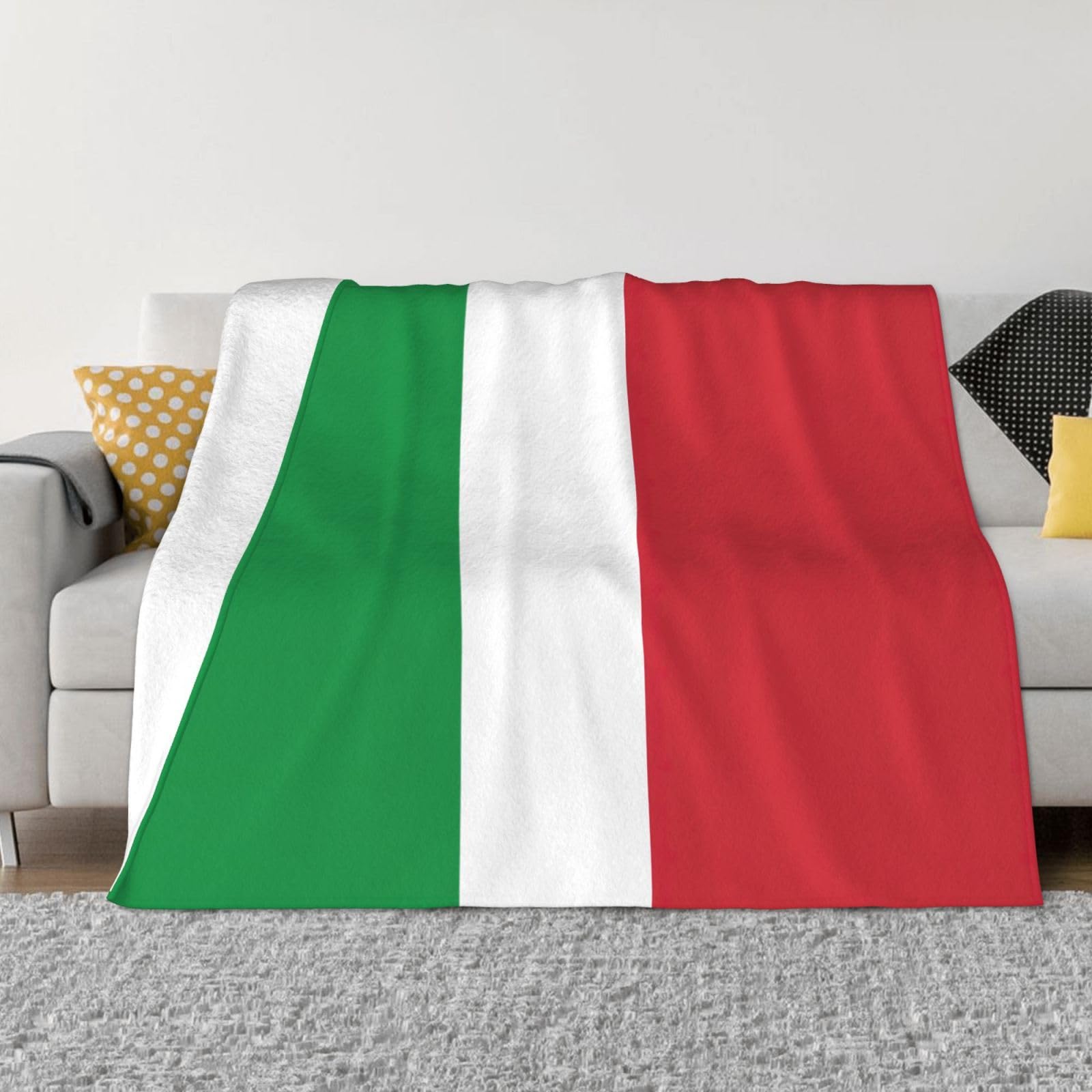 Couverture micro-polaire motif drapeau italien plaid flanelle pliable en 2 tailles pour lit et canapé