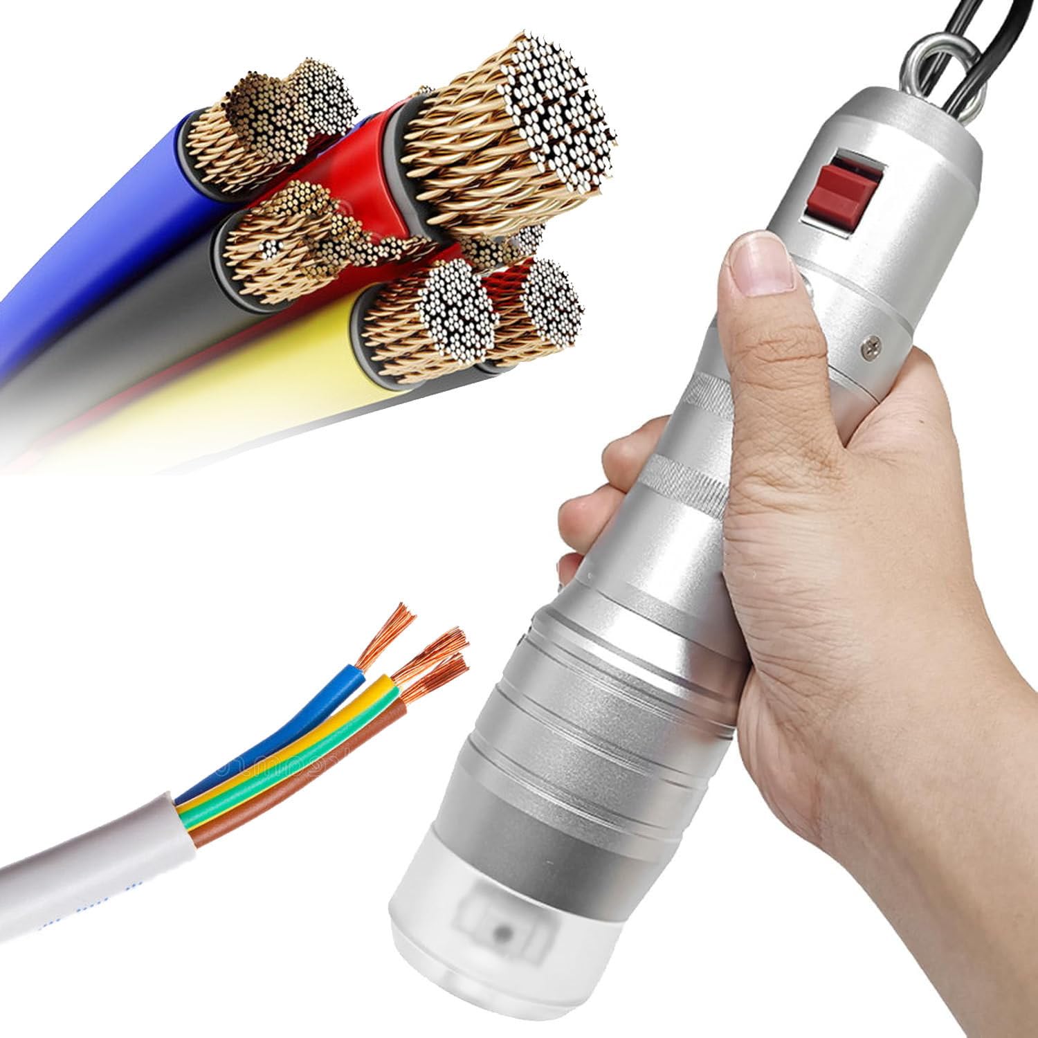 Ręczny skręcacz przewodów – przenośna elektryczna maszyna do nawijania kabli z przełącznikiem nożnym i regulowanym napięciem do projektów z drutu miedzianego