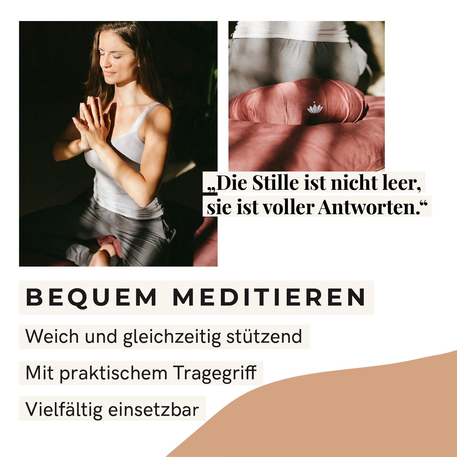 Lotuscrafts Zafu Meditationskissen Yogakissen Zen - Sitzhöhe 15cm - Yoga Zafukissen mit Dinkelfüllung - Waschbarer Bezug aus Bio-Baumwolle - GOTS Zertifiziert - Mit Bestickung