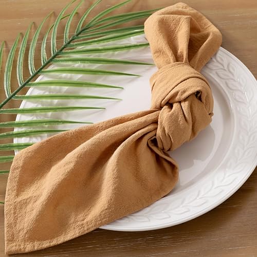 Miniatura 2 de Socomi Servilletas de lino de color caramelo, para Pascua, primavera, juego de 10 servilletas de algodón lavables a granel de 17 x 17 pulgadas para