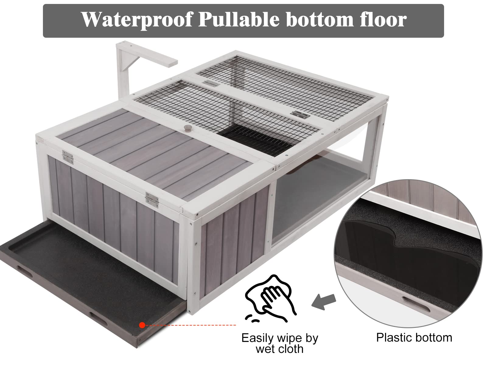 Tartaruga House Habitat Box in legno per interni ed esterni, recinto per tartarughe da interno per piccoli animali, gabbia per rettili da esterno grigio