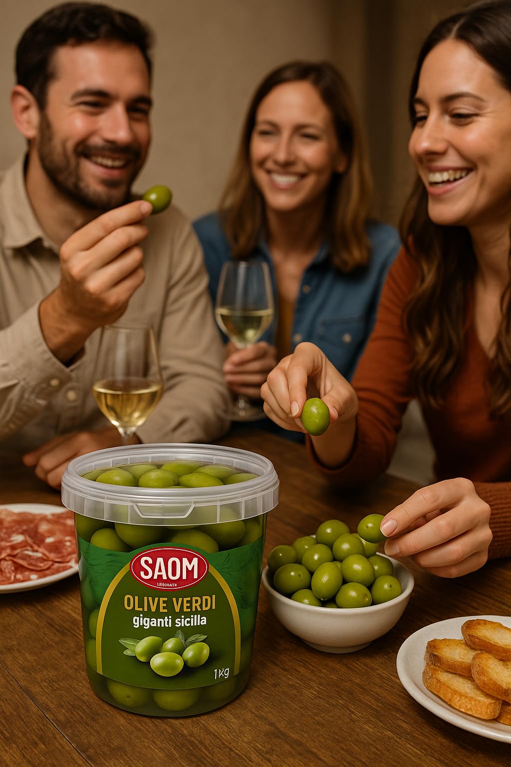 Olive Verdi Nocellara di Sicilia 6x1Kg – Secchiello Richiudibile – Totale 6Kg – Giganti, Carnose e Croccanti – Ideali per Aperitivi, Antipasti e Cucina Mediterranea