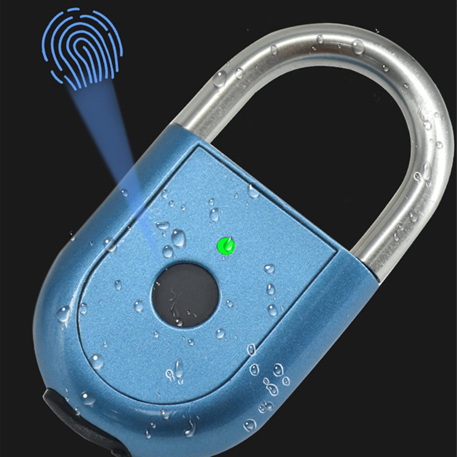 Candado Inteligente con Huella Dactilar Lanzamiento de huellas digitales Lock inteligente Outdoor Housepla para Seguridad(Azul)