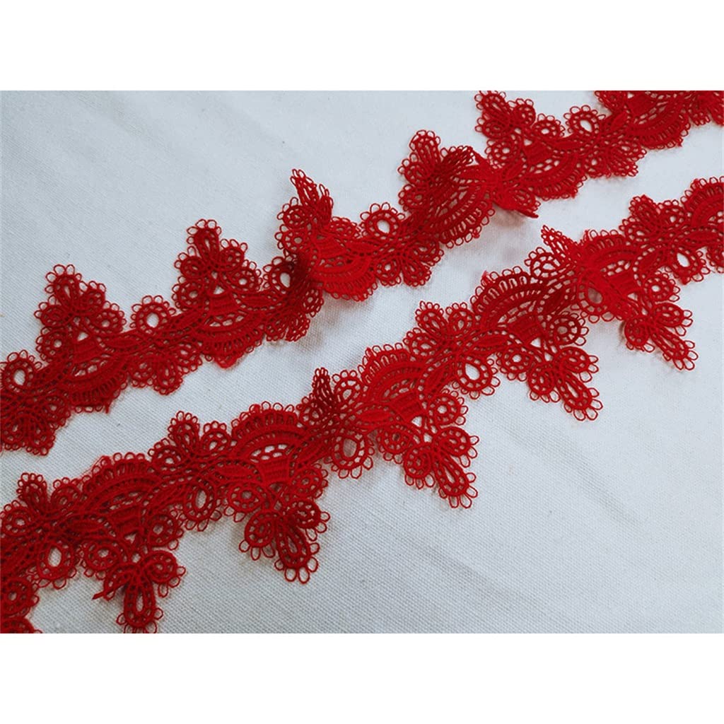 Générique Garniture de Bord de Ruban brodé en Tissu de Dentelle Soluble dans l'eau Rouge pour Rideaux Robe de mariée Bricolage Accessoires de Couture (Rosso 6cm)