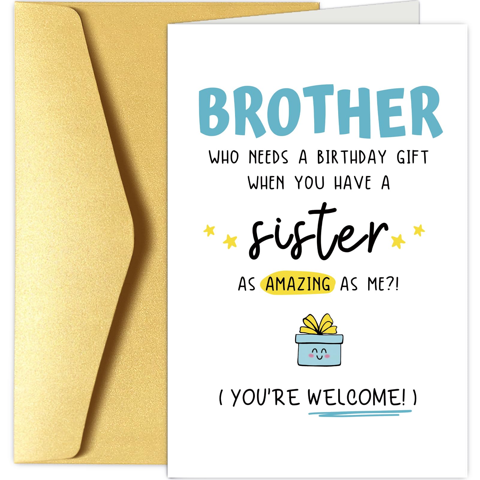 Funny Brother Birthday Card from Sister, Hilarious Birthdays Cards Gifts for Brother, Who Needs A Birthday Gift When You Have A Sister As Amazing As