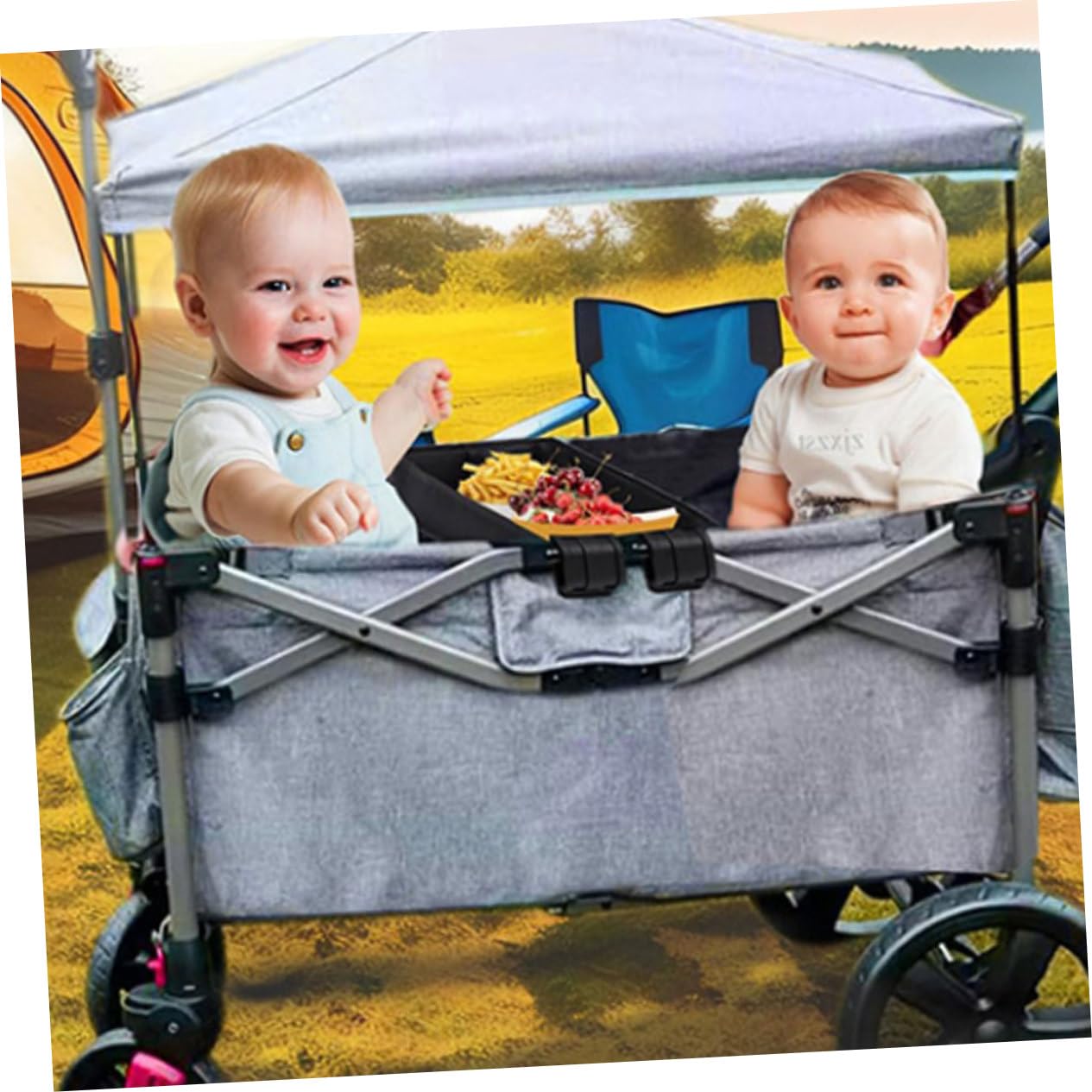 Vassoio Snack per Passeggino Portabicchiere Nero