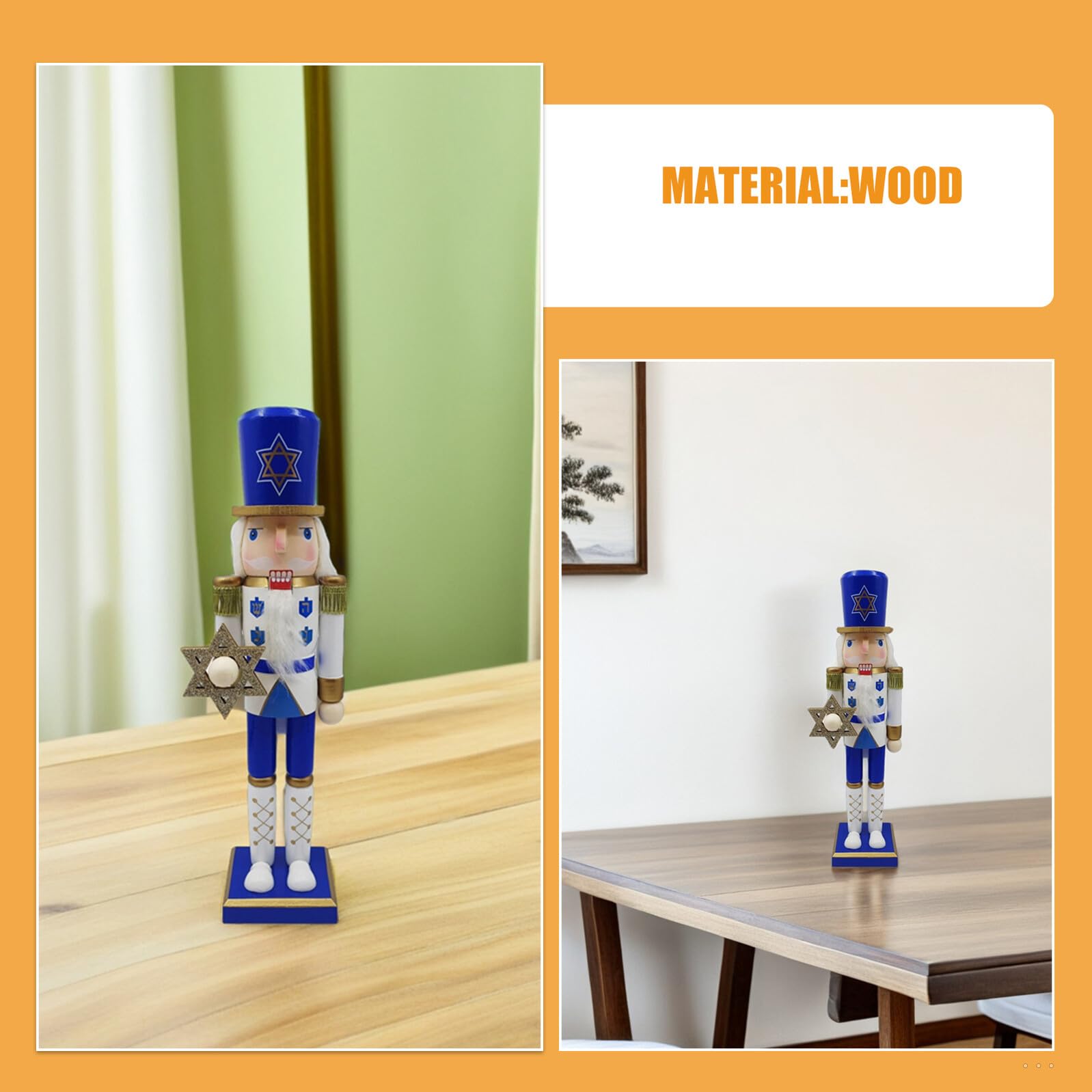 NUOBESTY Cascanueces de Hanukkah Madera Decoración Soldado Estrella David Fiesta Hogar