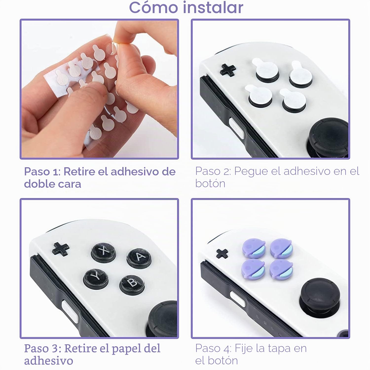 GeekShare Juego de Tapas de Botones de Joystick de Silicona con Forma de Cruz ABXY - Compatible con Switch/OLED - Happy Planet