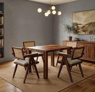 Dining Table Set of 4, Wood 4 Seater Dining Table with Chair | Wooden Dining Table 4 Seater for Living Room || Folding Din... Price In India