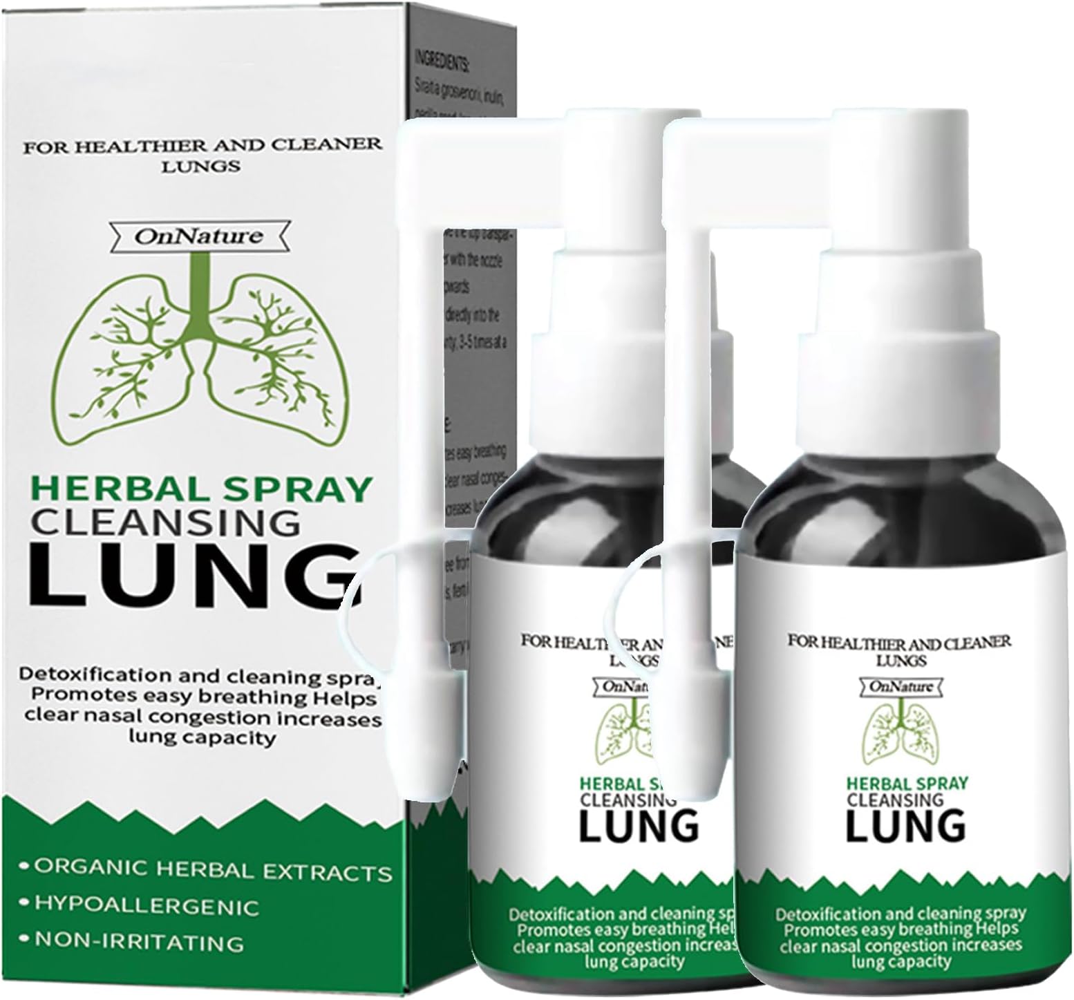 Herbal Spray Cleansing Lung - Respinature Herbal Lung Cleanse Mist, Lung Exerciser for Healthier and Cleaner Lungs, Powerful Lung Support, Natural Respiratory Cleanse & Breathe Spray - 2pcs
