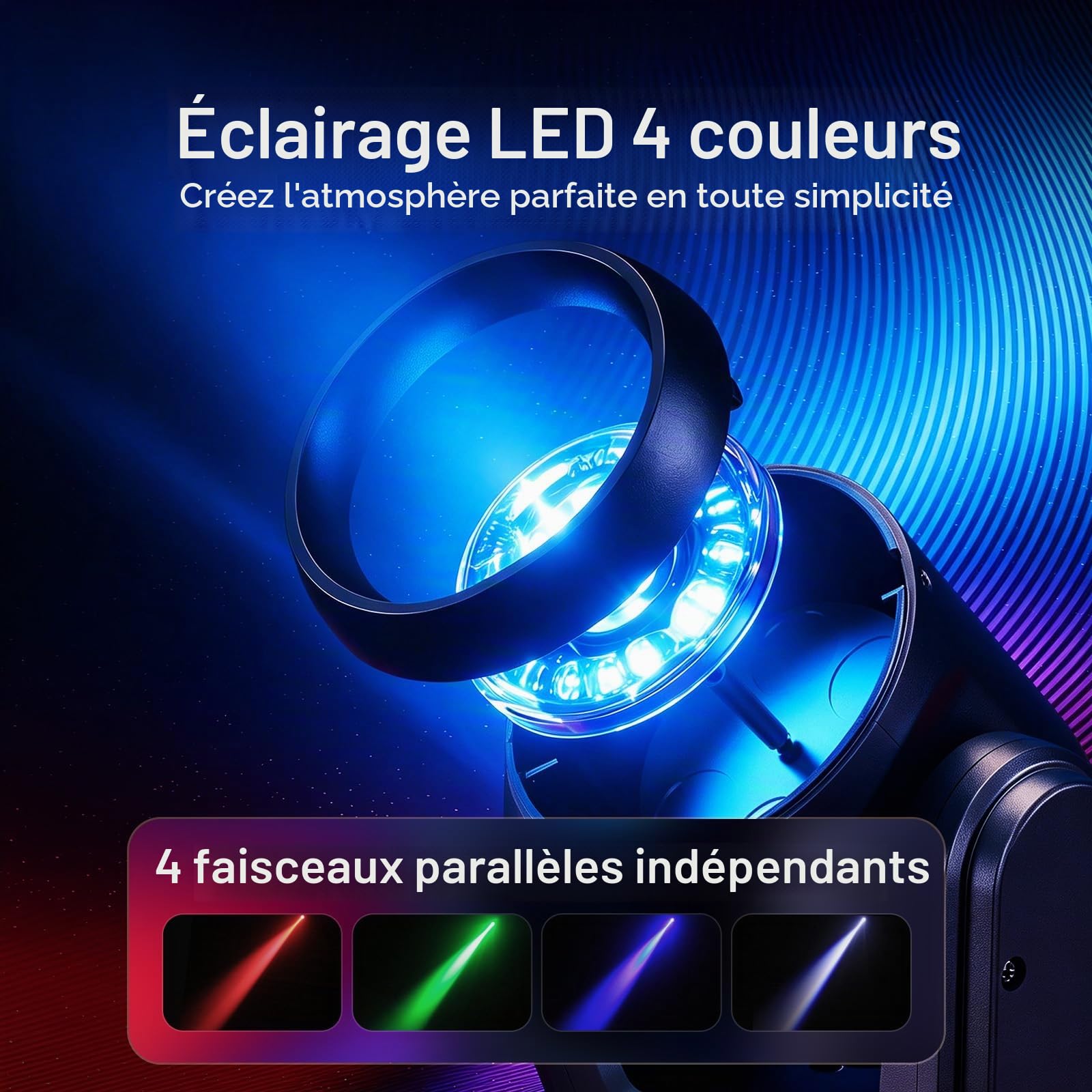 2 pièces Lyre LED 30W Mini Beam Jeux de Lumiere RGBW lumière de scène avec Télécommande 5 modes commande Stroboscopique DMX512 pour Disco DJ Club Fête Bar