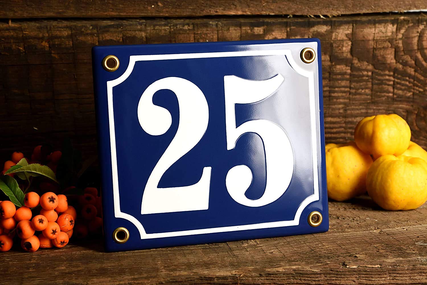 Placas de Dirección – Ceramica Numeros Casa Exterior Personalizada – 12x14 cm - Azul