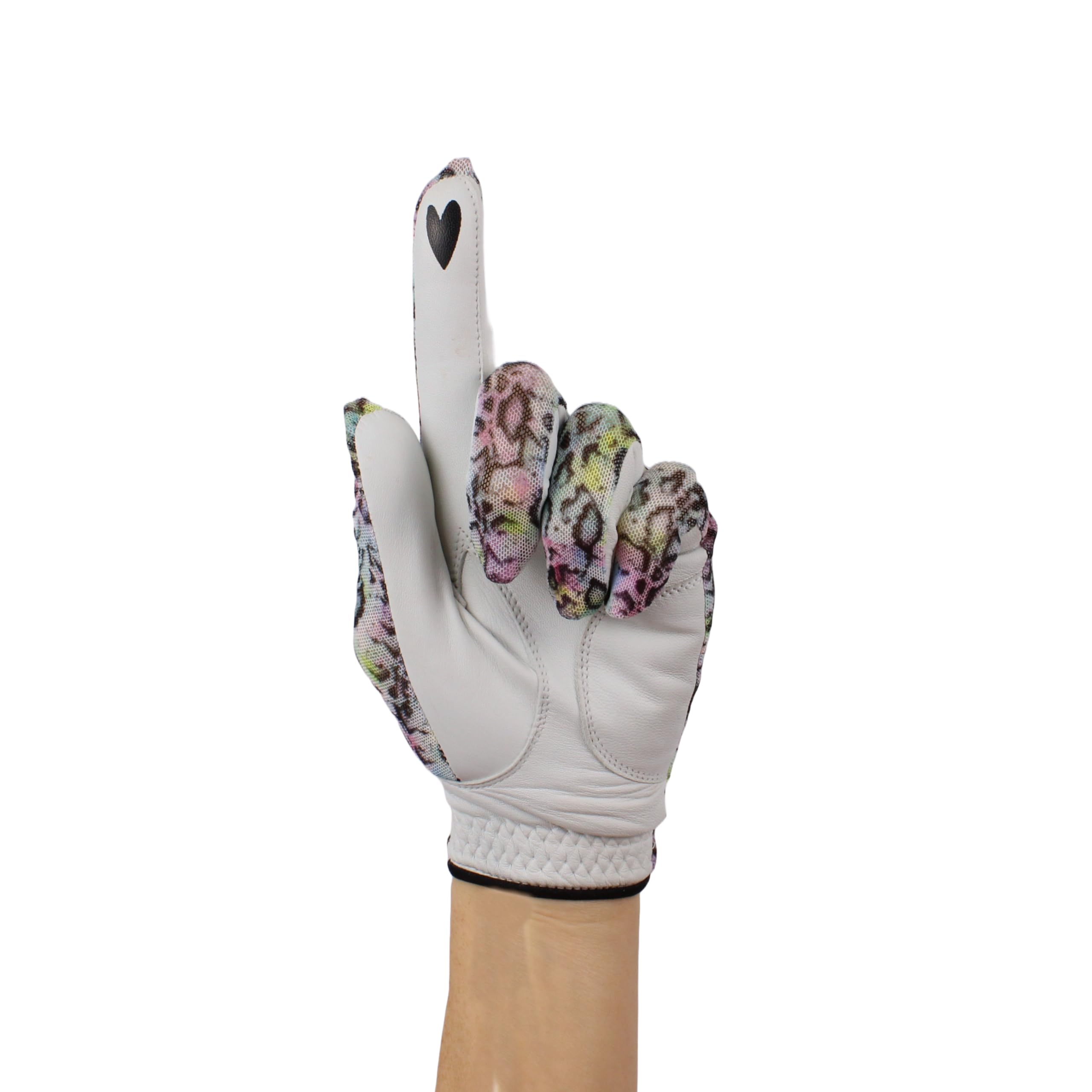 Hand Candy Golf Glove – Premium Cabretta Leather – “Rainbow Python” – Left Hand Women's Golf Glove with Matching Ball Marker (Small)